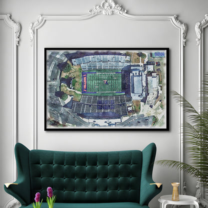 Joe Aillet Painting Stadium Watercolor, Ruston Louisiana Watercolor, Sport Gift Art, Framed Art Print Wall Decor