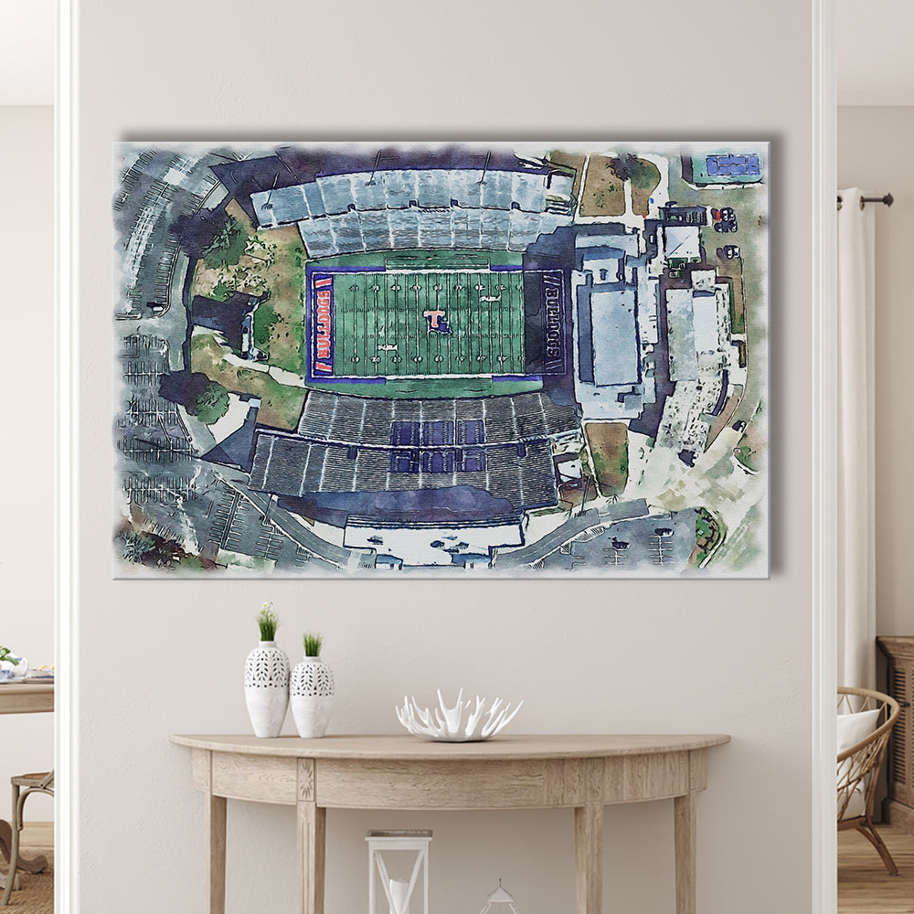 Joe Aillet Painting Stadium Watercolor, Ruston Louisiana Watercolor, Sport Art, Gifts for him, Canvas Print Wall Art