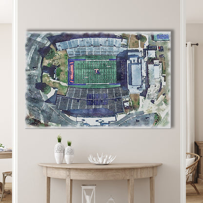 Joe Aillet Painting Stadium Watercolor, Ruston Louisiana Watercolor, Sport Art, Gifts for him, Canvas Print Wall Art