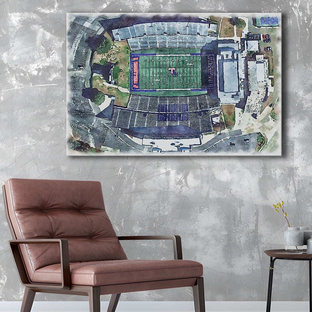 Joe Aillet Painting Stadium Watercolor, Ruston Louisiana Watercolor, Sport Art, Gifts for him, Canvas Print Wall Art