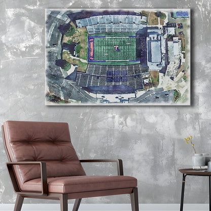 Joe Aillet Painting Stadium Watercolor, Ruston Louisiana Watercolor, Sport Art, Gifts for him, Canvas Print Wall Art