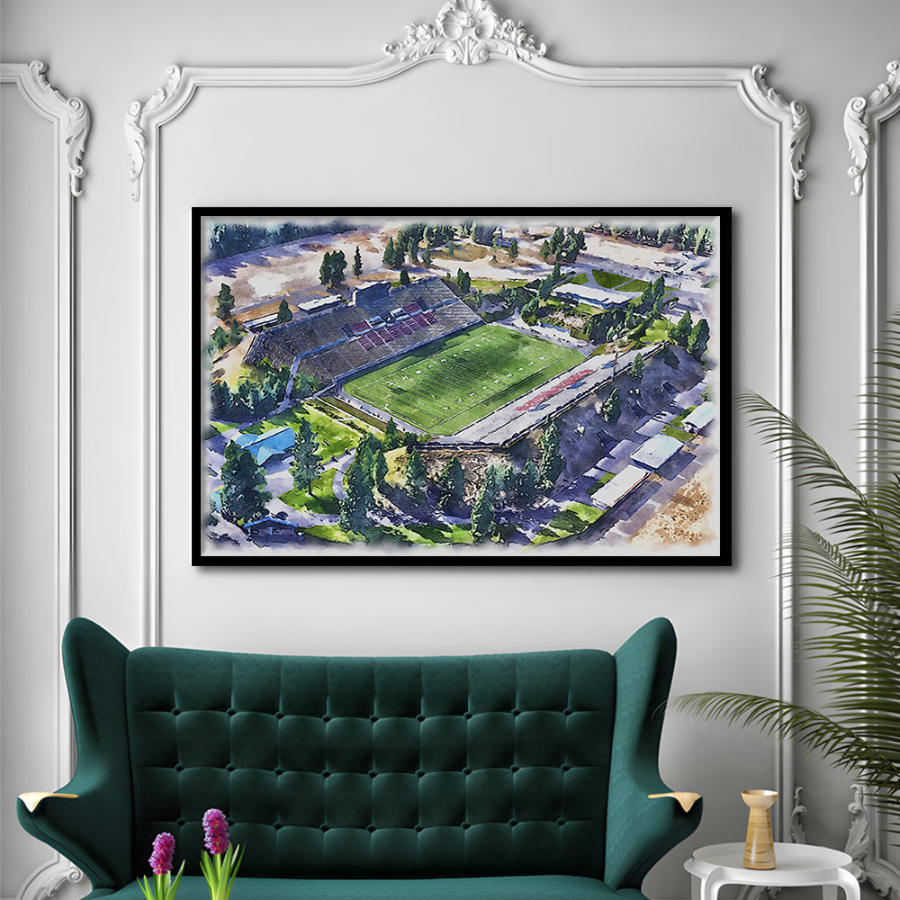 Joe Albi Painting Stadium Watercolor, Spokane Washington Watercolor, Sport Gift Art, Framed Art Print Wall Decor