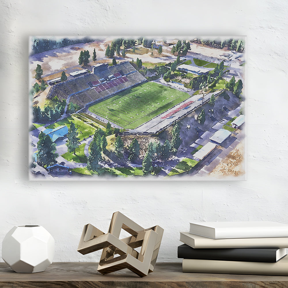 Joe Albi Painting Stadium Watercolor, Spokane Washington Watercolor, Sport Art, Gifts for him, Canvas Print Wall Art