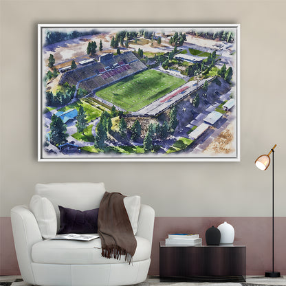 Joe Albi Painting Stadium Watercolor, Spokane Washington Watercolor, Sport Gift Art, Framed Canvas Print Wall Art