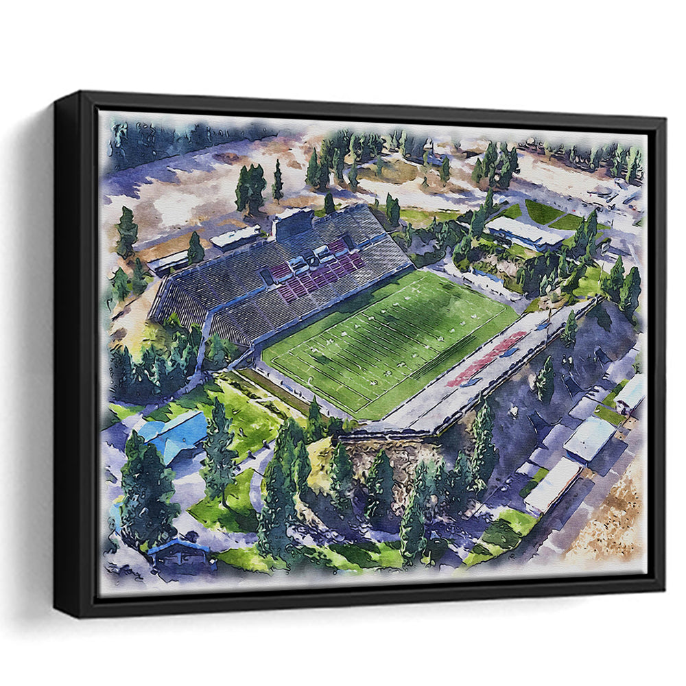 Joe Albi Painting Stadium Watercolor, Spokane Washington Watercolor, Sport Gift Art, Framed Canvas Print Wall Art