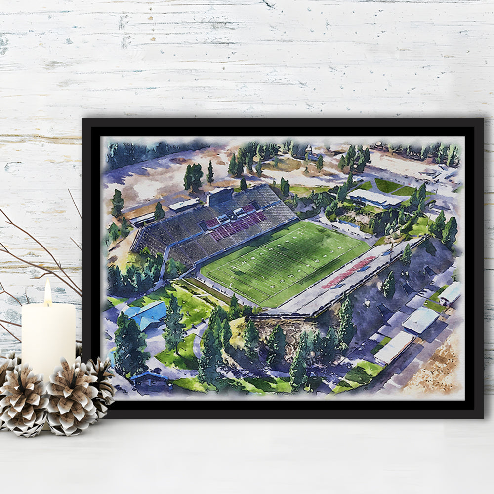 Joe Albi Painting Stadium Watercolor, Spokane Washington Watercolor, Sport Gift Art, Framed Canvas Print Wall Art
