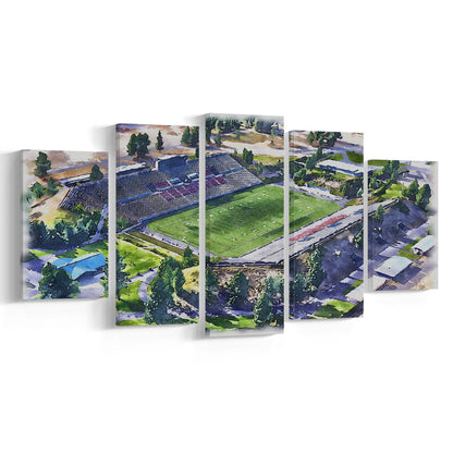Joe Albi Painting Stadium Watercolor, Spokane Washington Watercolor, Sport Art, Mixed 5 Panel, Canvas Print Wall Art