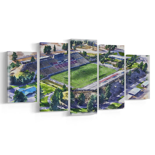 Joe Albi Painting Stadium Watercolor, Spokane Washington Watercolor, Sport Art, Mixed 5 Panel, Canvas Print Wall Art