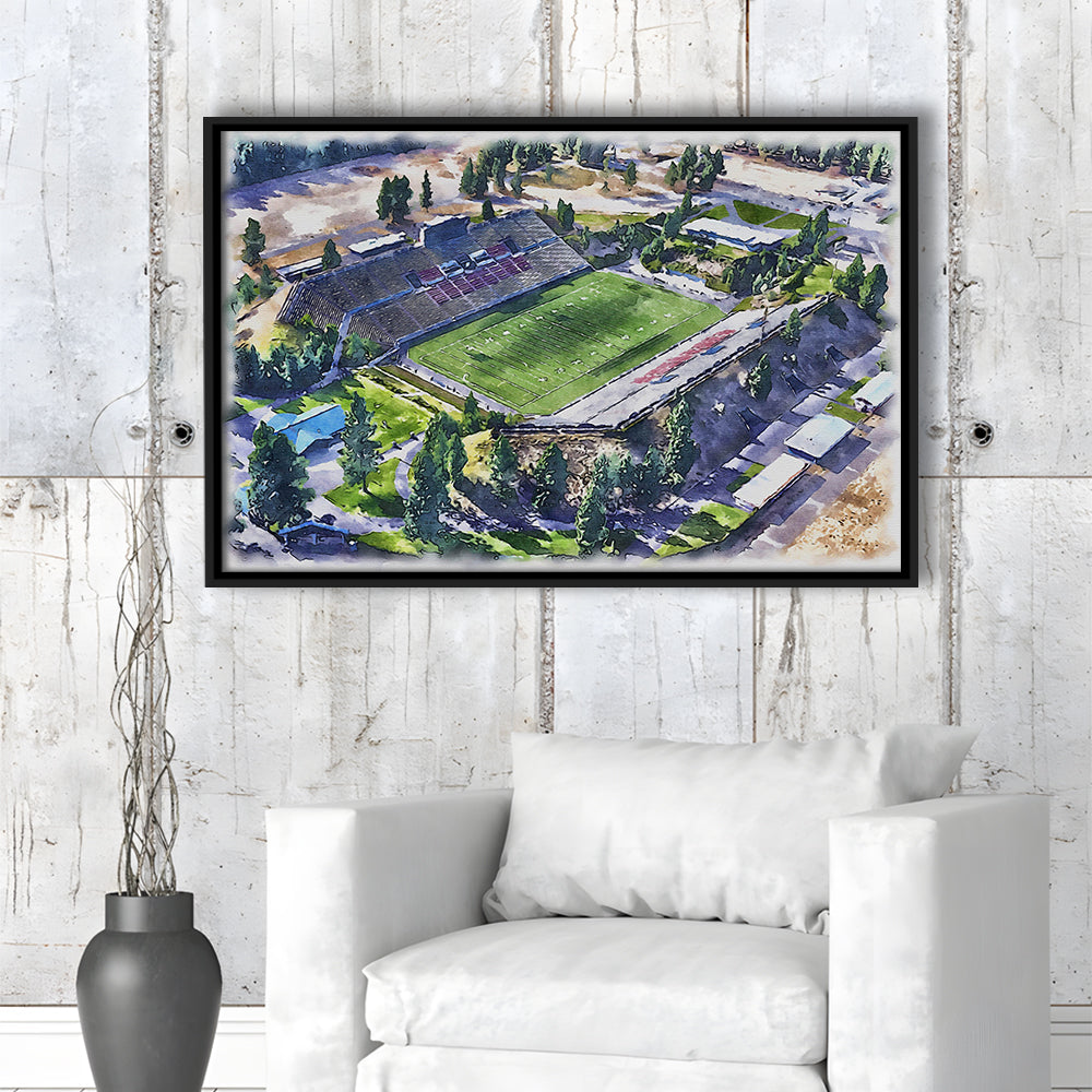 Joe Albi Painting Stadium Watercolor, Spokane Washington Watercolor, Sport Gift Art, Framed Canvas Print Wall Art