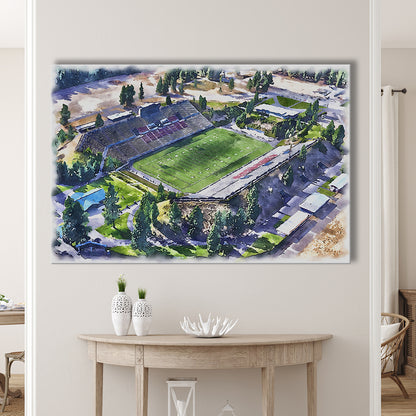 Joe Albi Painting Stadium Watercolor, Spokane Washington Watercolor, Sport Art, Gifts for him, Canvas Print Wall Art