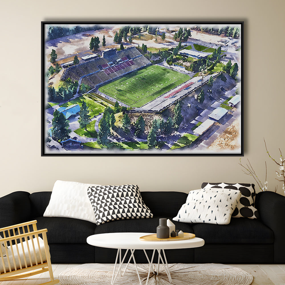 Joe Albi Painting Stadium Watercolor, Spokane Washington Watercolor, Sport Gift Art, Framed Canvas Print Wall Art