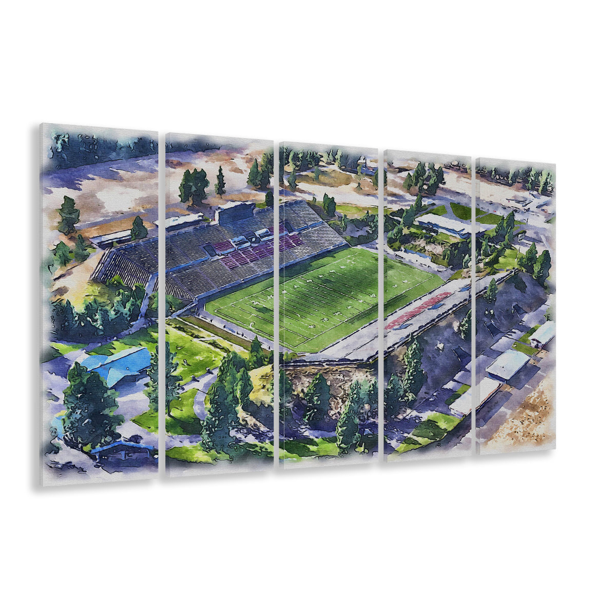 Joe Albi Painting Stadium Watercolor, Spokane Washington Watercolor, Sport Art, Extra Large Canvas Print Wall Art