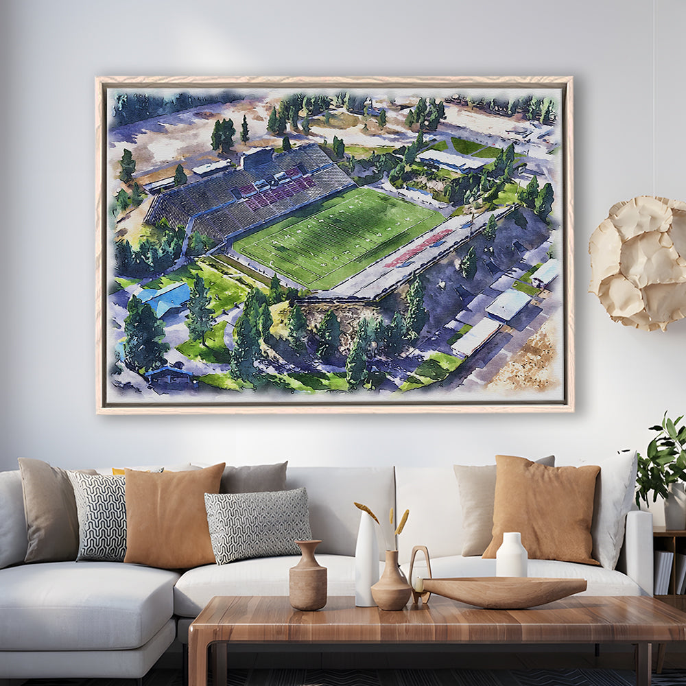 Joe Albi Painting Stadium Watercolor, Spokane Washington Watercolor, Sport Gift Art, Framed Canvas Print Wall Art