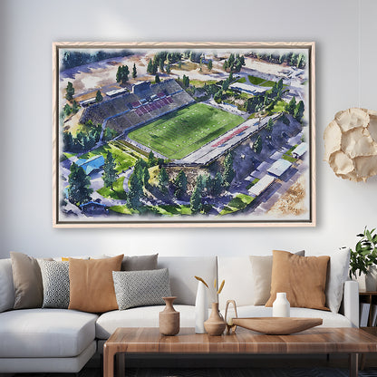 Joe Albi Painting Stadium Watercolor, Spokane Washington Watercolor, Sport Gift Art, Framed Canvas Print Wall Art
