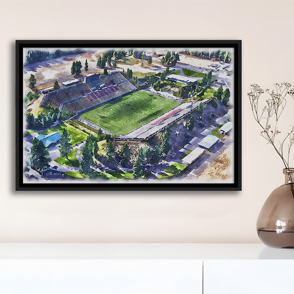 Joe Albi Painting Stadium Watercolor, Spokane Washington Watercolor, Sport Gift Art, Framed Canvas Print Wall Art