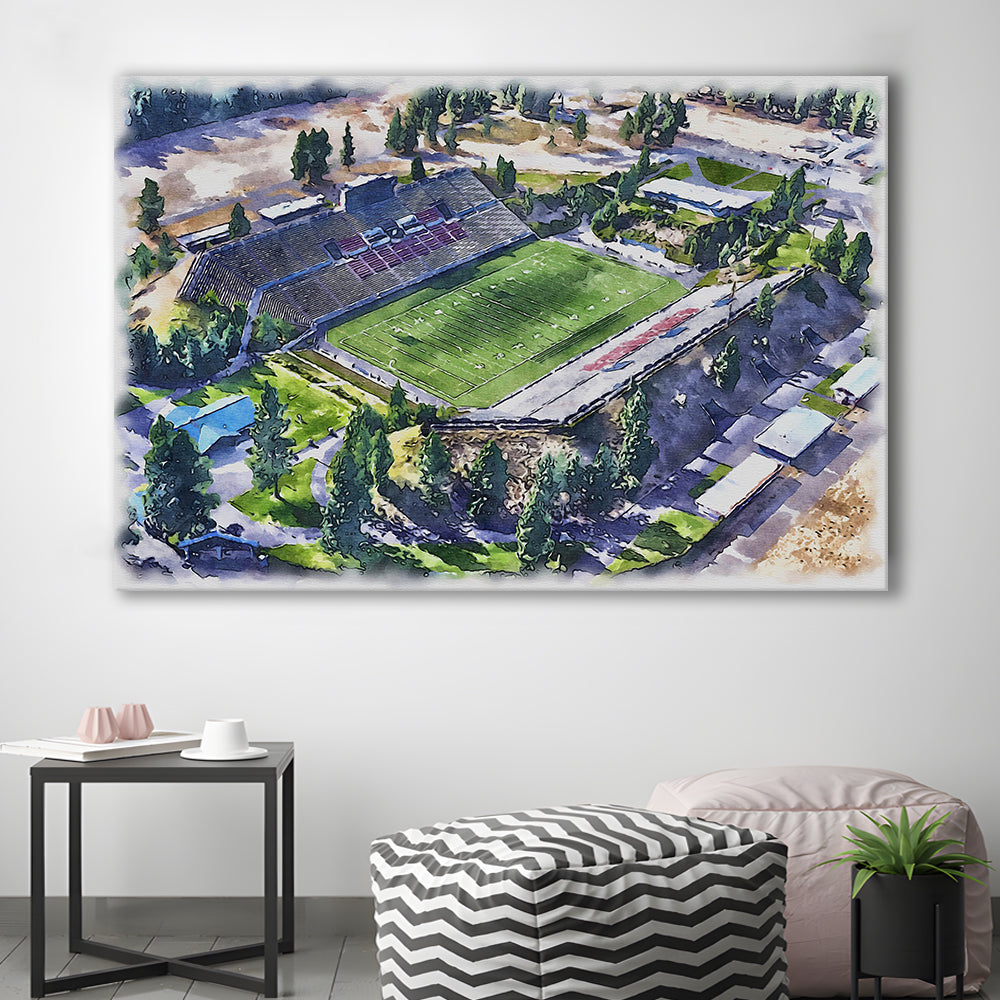 Joe Albi Painting Stadium Watercolor, Spokane Washington Watercolor, Sport Art, Gifts for him, Canvas Print Wall Art