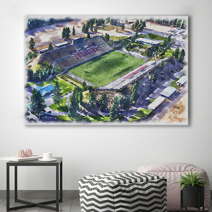 Joe Albi Painting Stadium Watercolor, Spokane Washington Watercolor, Sport Art, Gifts for him, Canvas Print Wall Art