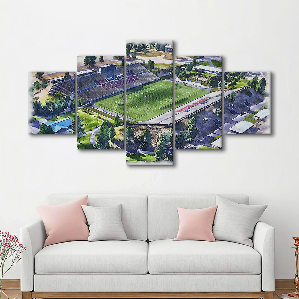 Joe Albi Painting Stadium Watercolor, Spokane Washington Watercolor, Sport Art, Mixed 5 Panel, Canvas Print Wall Art