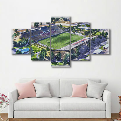Joe Albi Painting Stadium Watercolor, Spokane Washington Watercolor, Sport Art, Mixed 5 Panel, Canvas Print Wall Art