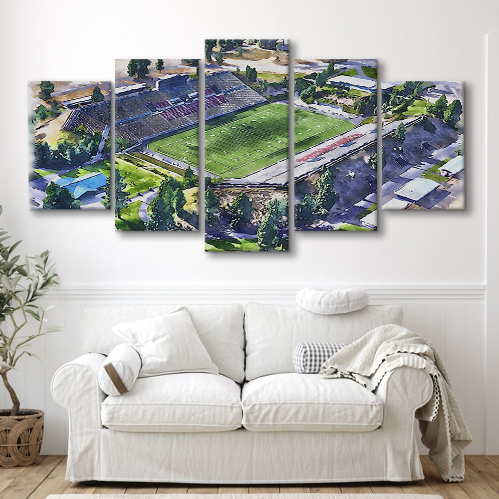 Joe Albi Painting Stadium Watercolor, Spokane Washington Watercolor, Sport Art, Mixed 5 Panel, Canvas Print Wall Art