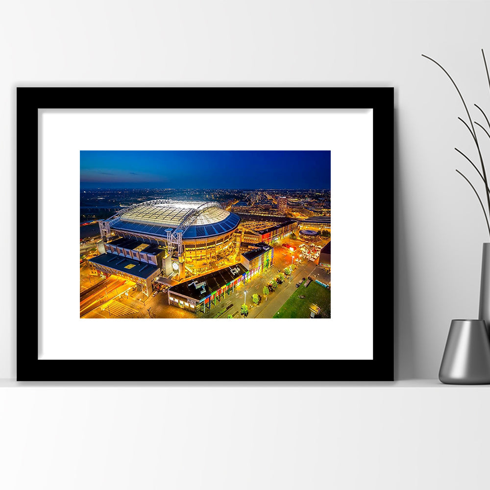 Johan Cruijff ArenA in Amsterdam, Stadium Canvas, Sport Art, Gift for him, White Border Framed Art Print Wall Decor