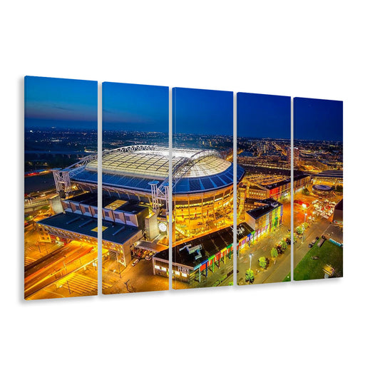 Johan Cruijff ArenA in Amsterdam, Stadium Canvas, Sport Art, 5 Panel B, Extra Large Canvas, Canvas Print Wall Art