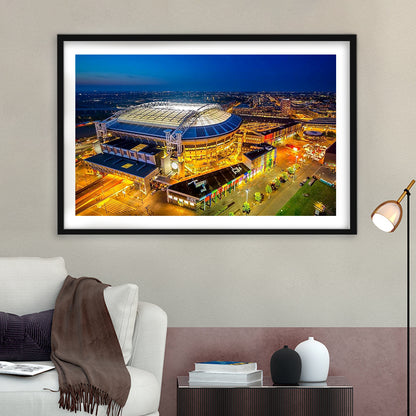 Johan Cruijff ArenA in Amsterdam, Stadium Canvas, Sport Art, Gift for him, White Border Framed Art Print Wall Decor
