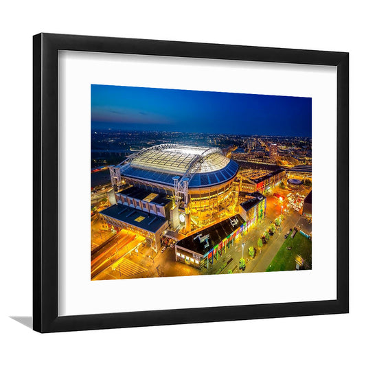 Johan Cruijff ArenA in Amsterdam, Stadium Canvas, Sport Art, Gift for him, White Border Framed Art Print Wall Decor