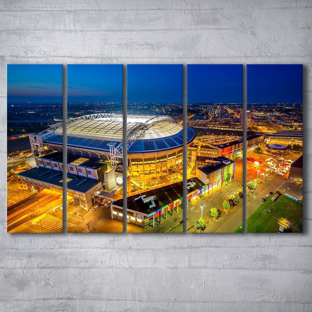 Johan Cruijff ArenA in Amsterdam, Stadium Canvas, Sport Art, 5 Panel B, Extra Large Canvas, Canvas Print Wall Art