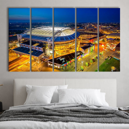 Johan Cruijff ArenA in Amsterdam, Stadium Canvas, Sport Art, 5 Panel B, Extra Large Canvas, Canvas Print Wall Art