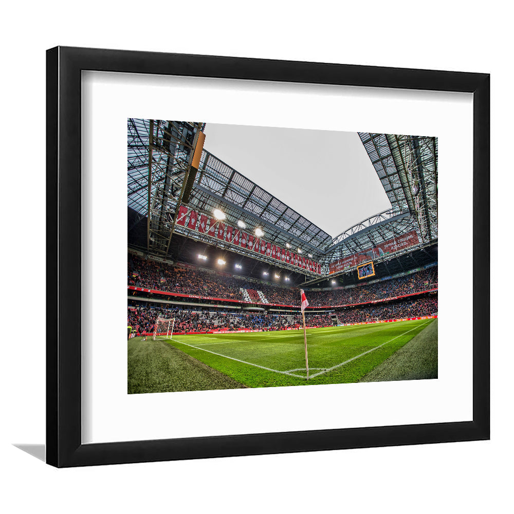 Johan Cruijff Arena, Stadium Canvas, Sport Art, Gift for him, White Border Framed Art Print Wall Decor