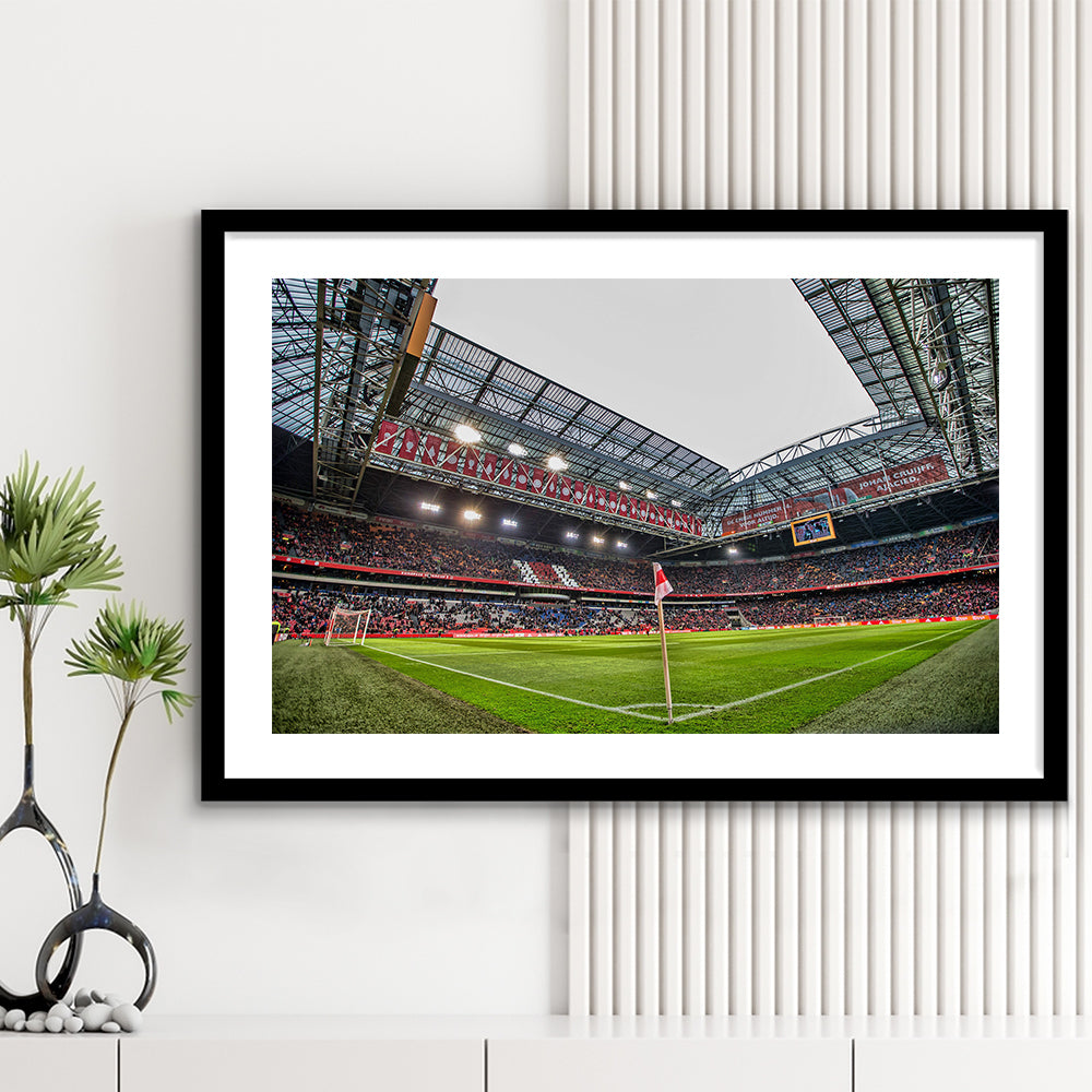 Johan Cruijff Arena, Stadium Canvas, Sport Art, Gift for him, White Border Framed Art Print Wall Decor