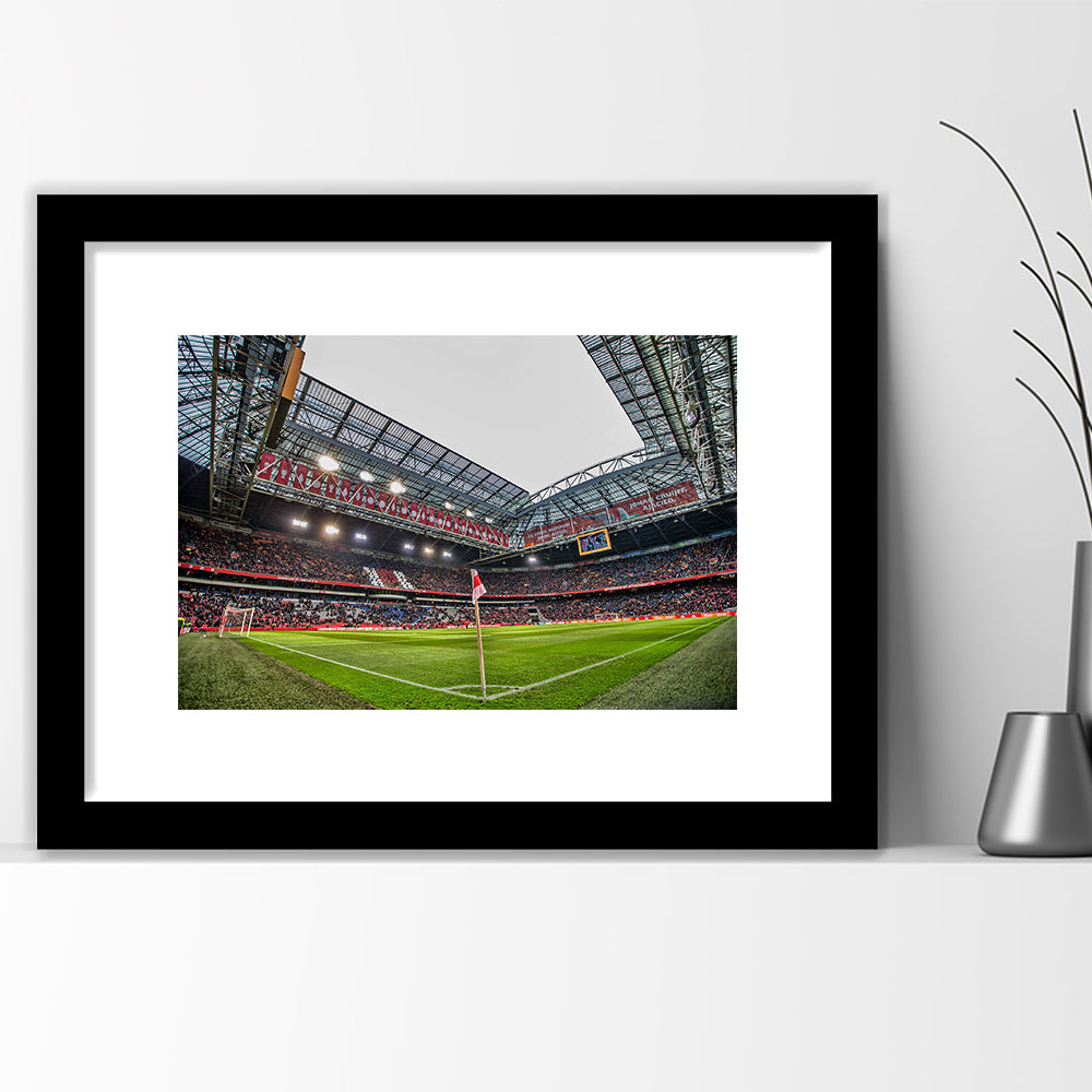 Johan Cruijff Arena, Stadium Canvas, Sport Art, Gift for him, White Border Framed Art Print Wall Decor