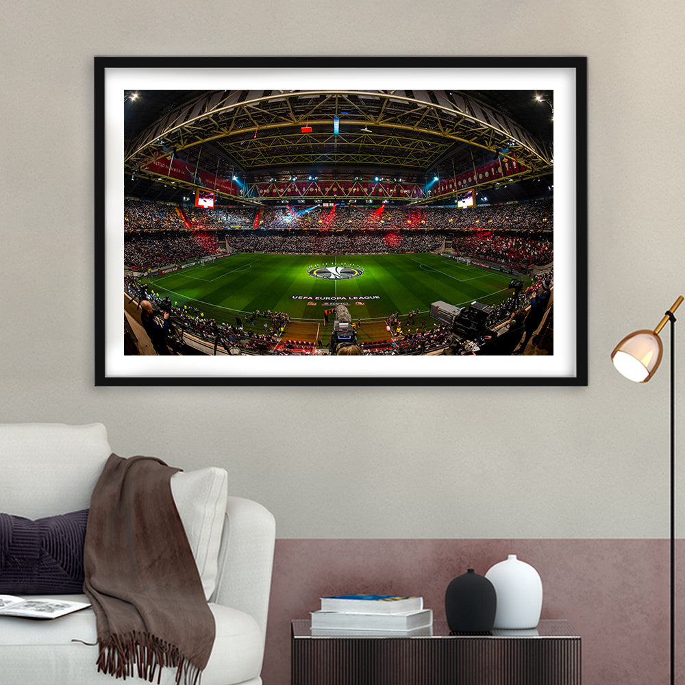 Johan Cruyff Arena Netherlands, Stadium Canvas, Sport Art, Gift for him, White Border Framed Art Print Wall Decor