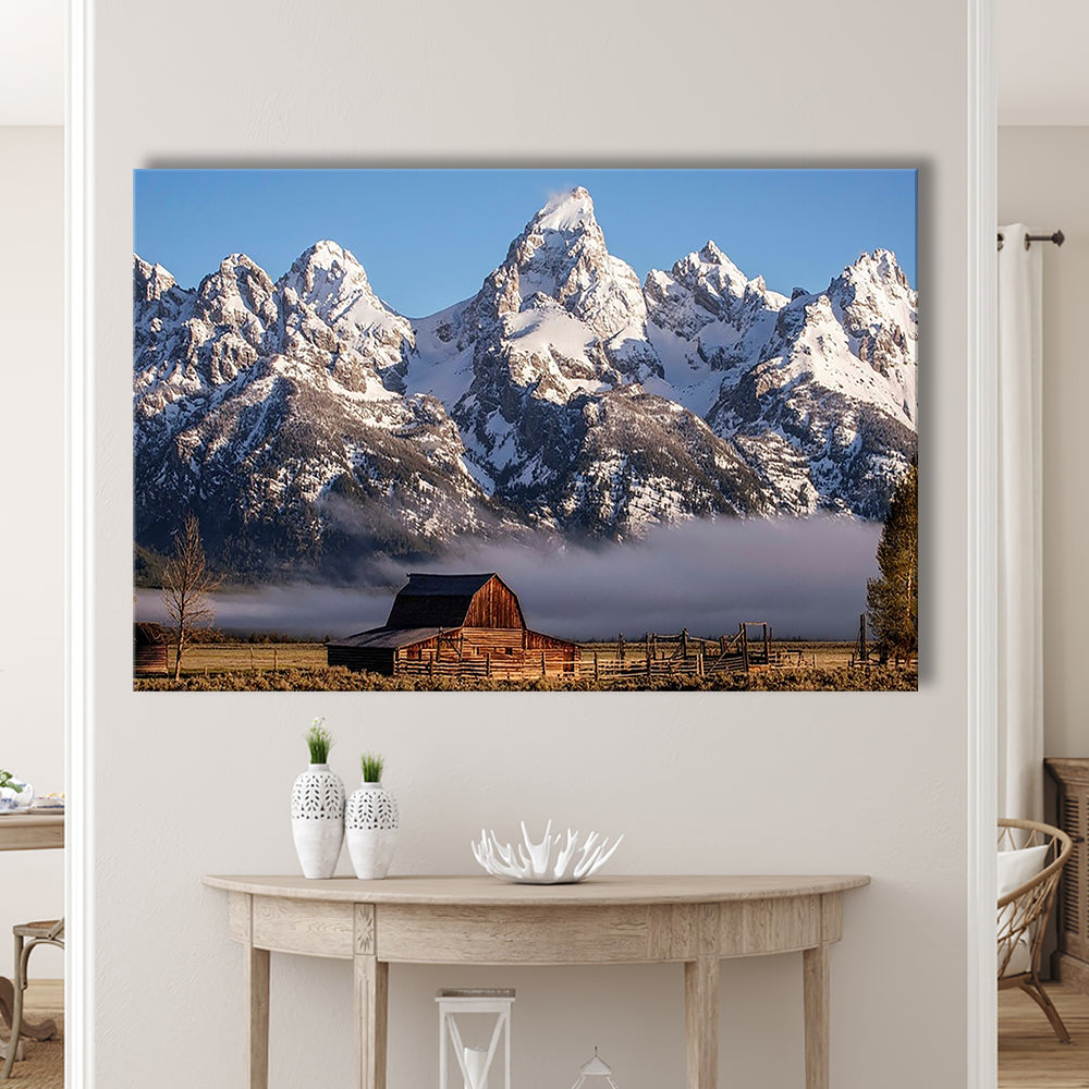John Moulton Barn With High Peaks Of Teton Range Grand Teton National Park, Cavas Print Wall Art Hom Decor