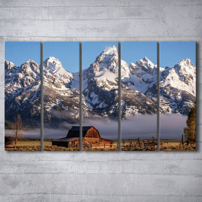 John Moulton Barn With High Peaks Of Teton Range Grand Teton National Park, 5 Piece B Extra Large Cavas Print Wall Art Decor