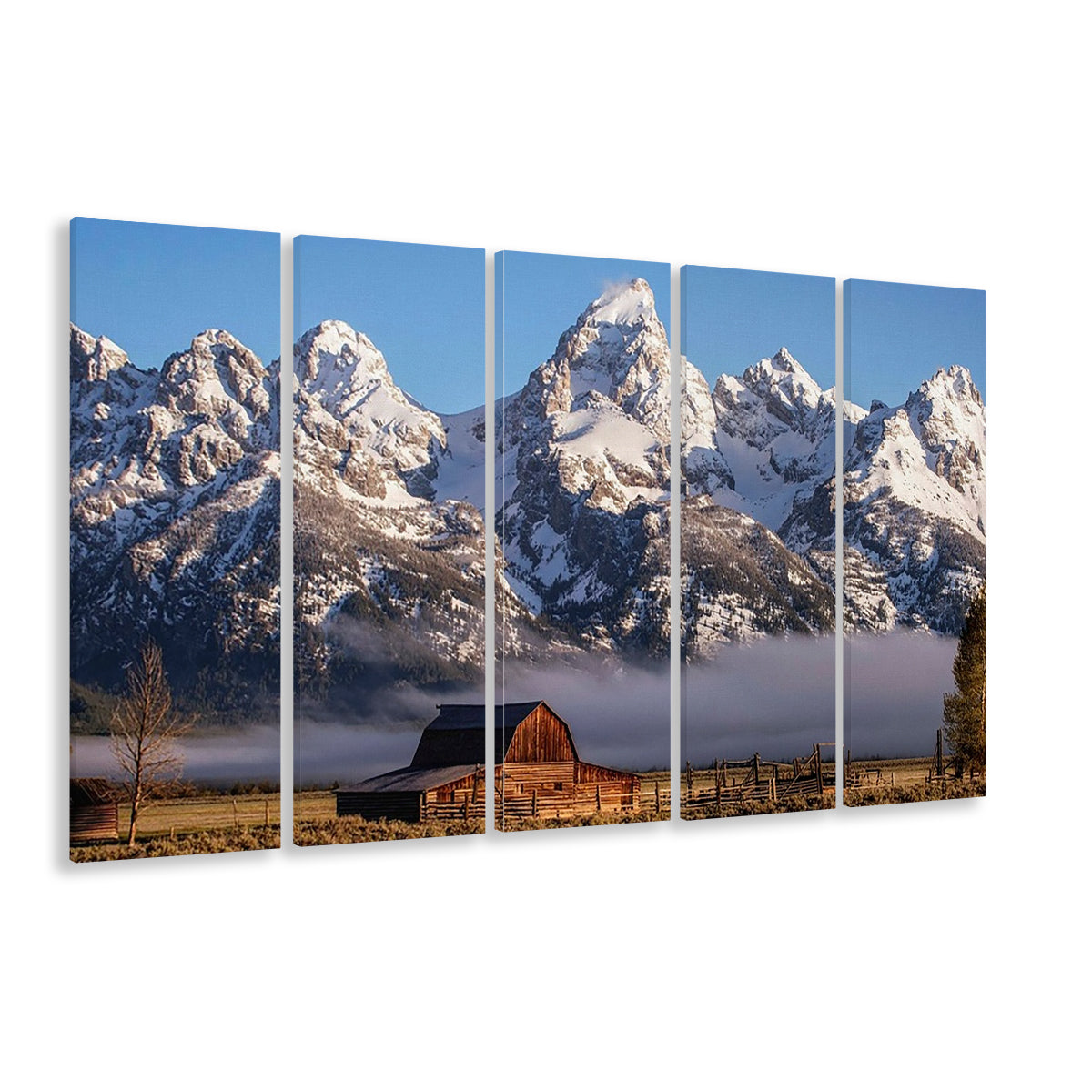 John Moulton Barn With High Peaks Of Teton Range Grand Teton National Park, 5 Piece B Extra Large Cavas Print Wall Art Decor