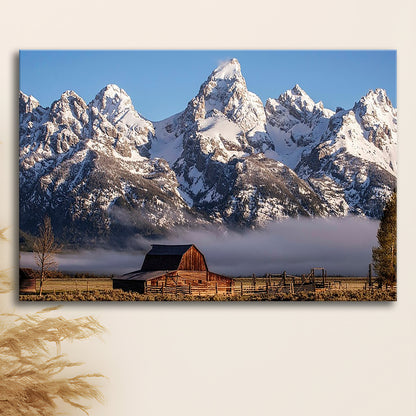 John Moulton Barn With High Peaks Of Teton Range Grand Teton National Park, Cavas Print Wall Art Hom Decor