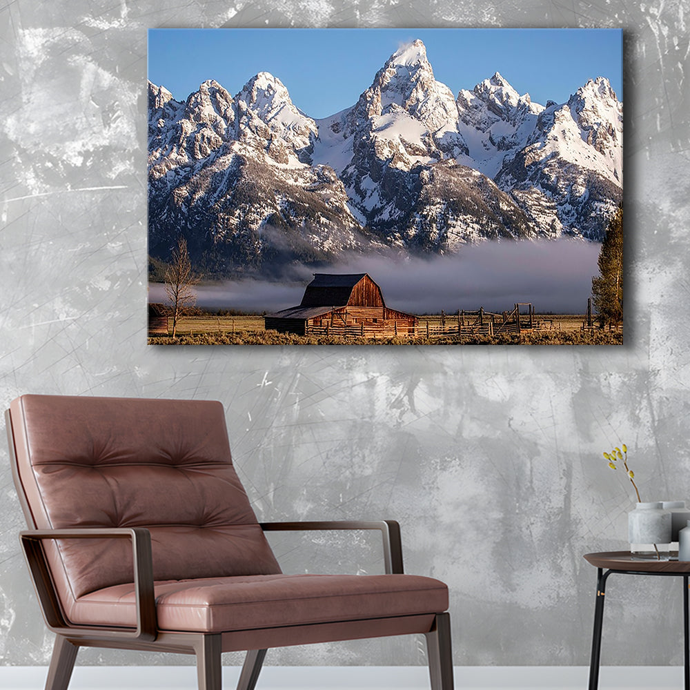 John Moulton Barn With High Peaks Of Teton Range Grand Teton National Park, Cavas Print Wall Art Hom Decor