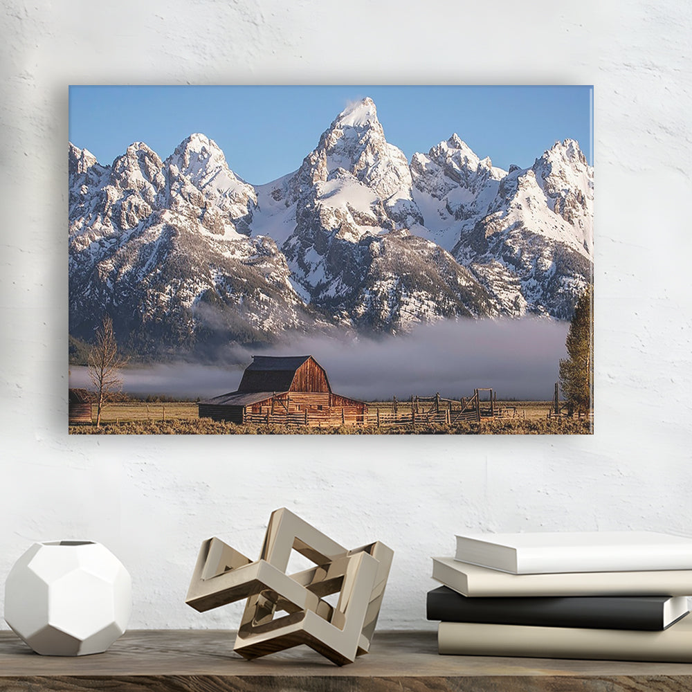 John Moulton Barn With High Peaks Of Teton Range Grand Teton National Park, Cavas Print Wall Art Hom Decor