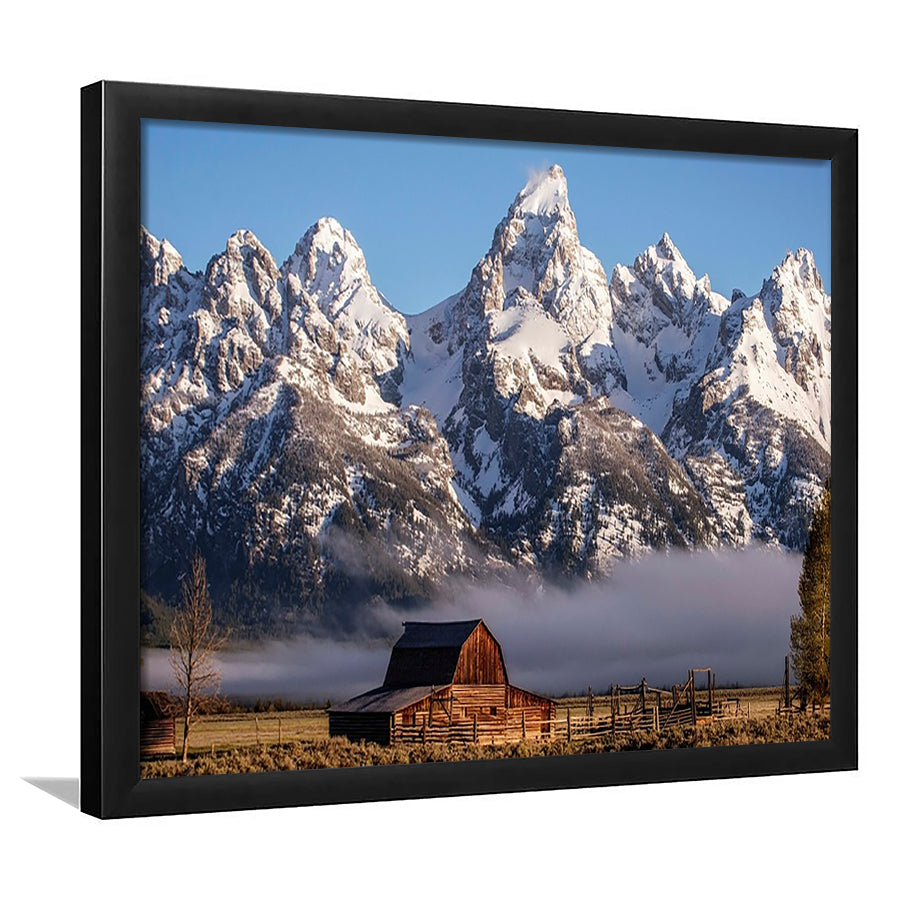 John Moulton Barn With High Peaks Of Teton Range Grand Teton National Park, Framed Art Print, Picture Framed