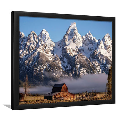 John Moulton Barn With High Peaks Of Teton Range Grand Teton National Park, Framed Art Print, Picture Framed