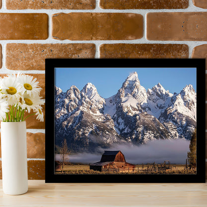 John Moulton Barn With High Peaks Of Teton Range Grand Teton National Park, Framed Art Print, Picture Framed