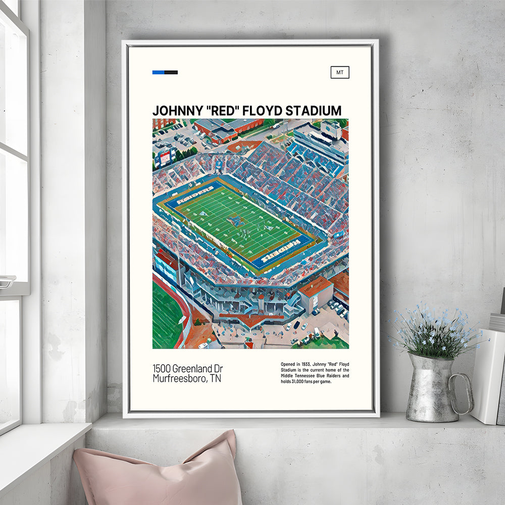 Johnny Red Floyd Stadium Print, Stadium Canvas Art, Man Cave Gift, Floating Framed Canvas Print Wall Art