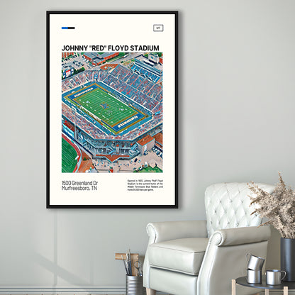 Johnny Red Floyd Stadium Print, Stadium Canvas Art, Man Cave Gift, Floating Framed Canvas Print Wall Art