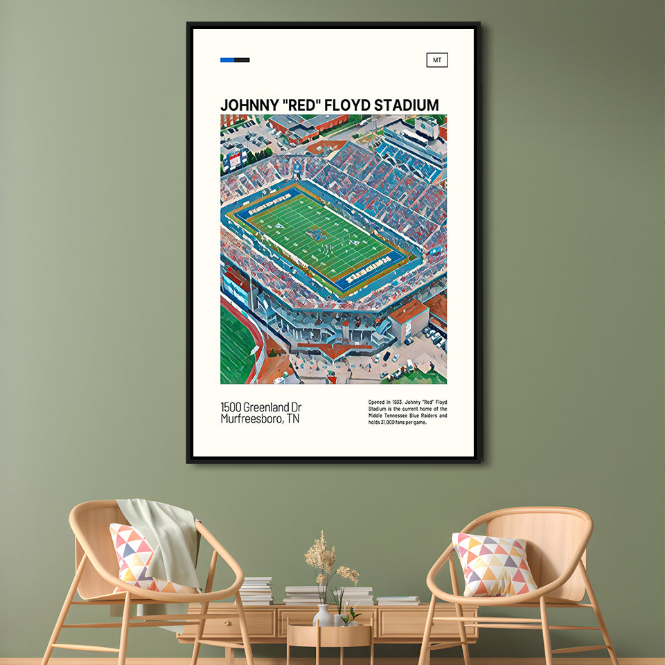 Johnny Red Floyd Stadium Print, Stadium Canvas Art, Man Cave Gift, Floating Framed Canvas Print Wall Art