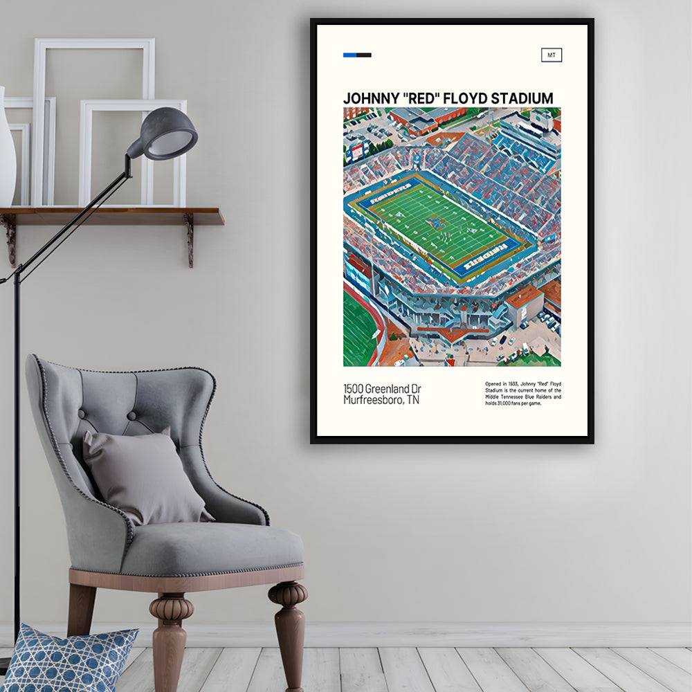 Johnny Red Floyd Stadium Print, Stadium Canvas Art, Man Cave Gift, Floating Framed Canvas Print Wall Art