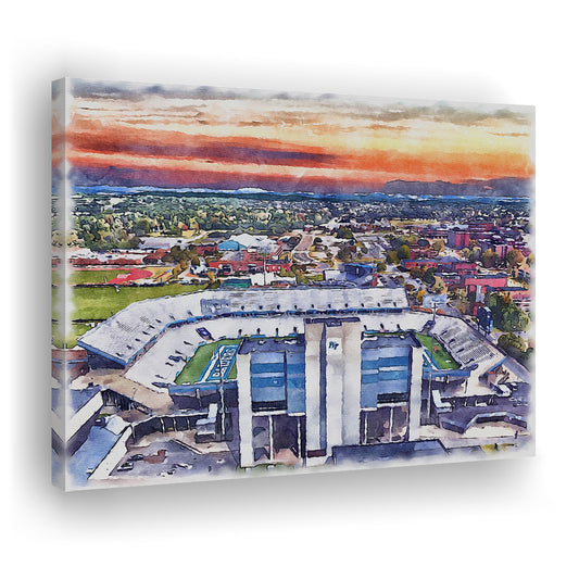 Johnny Red Floyd Painting Stadium Watercolor, Murfreesboro Tennessee, Sport Art, Gifts for him, Canvas Print Wall Art