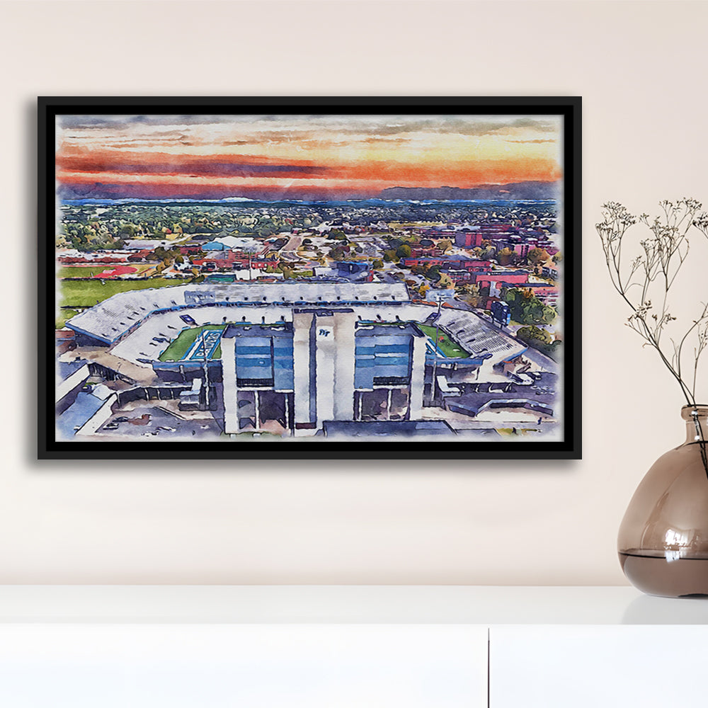 Johnny Red Floyd Painting Stadium Watercolor, Murfreesboro Tennessee, Sport Gift Art, Framed Canvas Print Wall Art