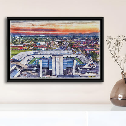 Johnny Red Floyd Painting Stadium Watercolor, Murfreesboro Tennessee, Sport Gift Art, Framed Canvas Print Wall Art